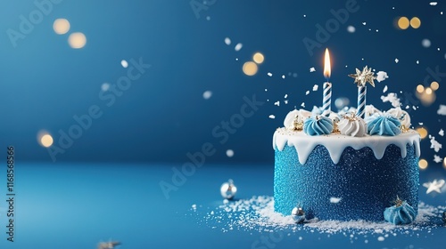 Christmas cake on a blue background