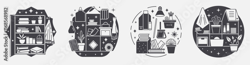 set konmari method tidying template designs, productivity simplicity efficiency space