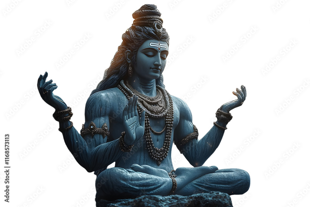 Obraz premium Hindu God Shiva statue in meditation. Generative AI