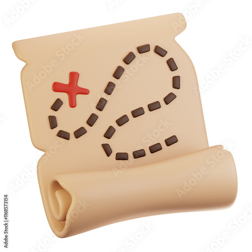 3d rendering adventure game icon concept. 3d render map icon