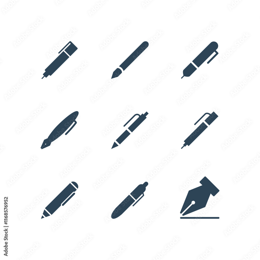 Pen icons set vector simple illustration. Pen icons set vector simple illustration.