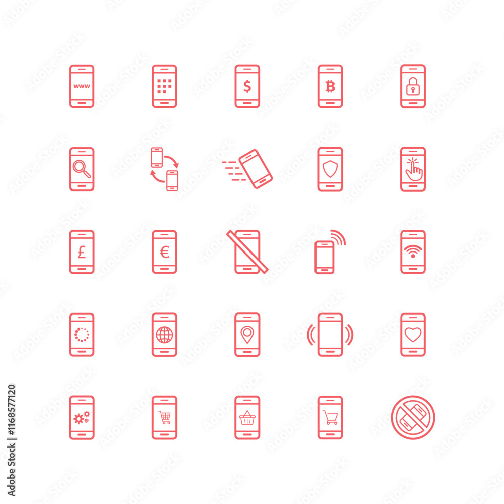 Smartphone icons set vector illustration template. Smartphone icons set vector illustration template.