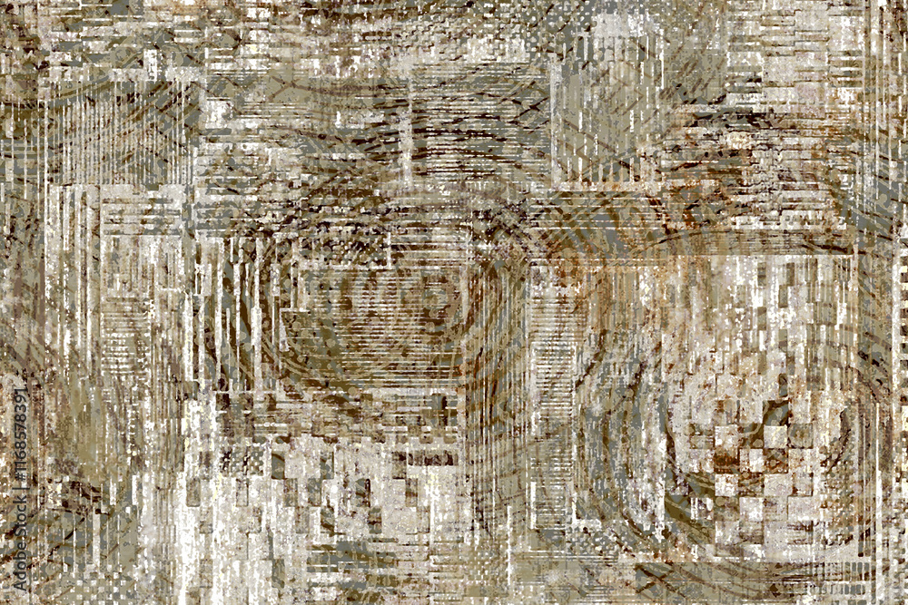 Fototapeta premium Geometrical Carpet abstract Pattern in high definition texture isolated on white canvas with trending colors