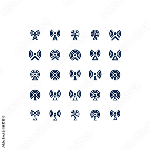 Broadcast, transmitter antenna icons set design vector illustration.