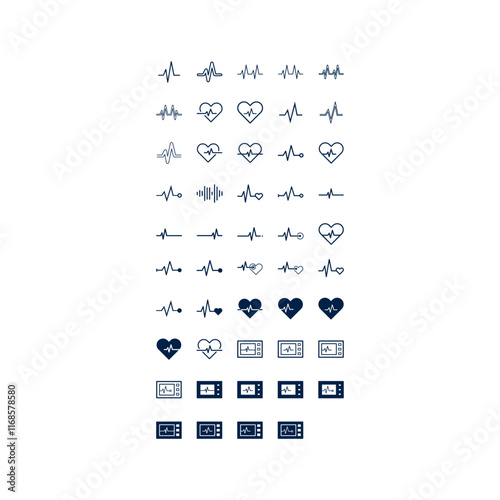 Heartbeat icons set on the white background.