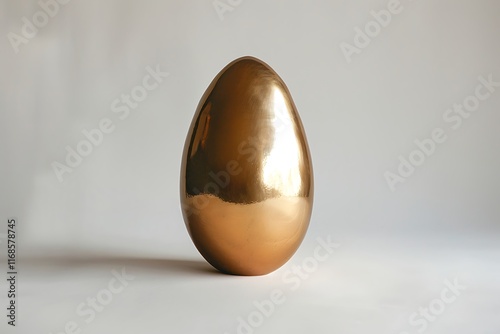 single golden egg with matte finish on white background photo