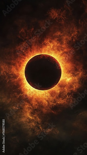 The captivating brilliance of a total solar eclipse framed against a black HDR background. Clean and simple, with room for text.