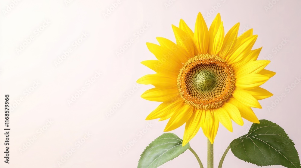 Obraz premium A vibrant sunflower against a soft background, symbolizing beauty.