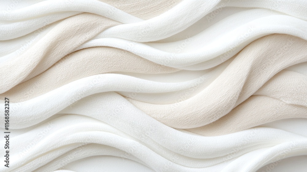 Obraz premium Elegant Cream White Fabric Waves Texture Background