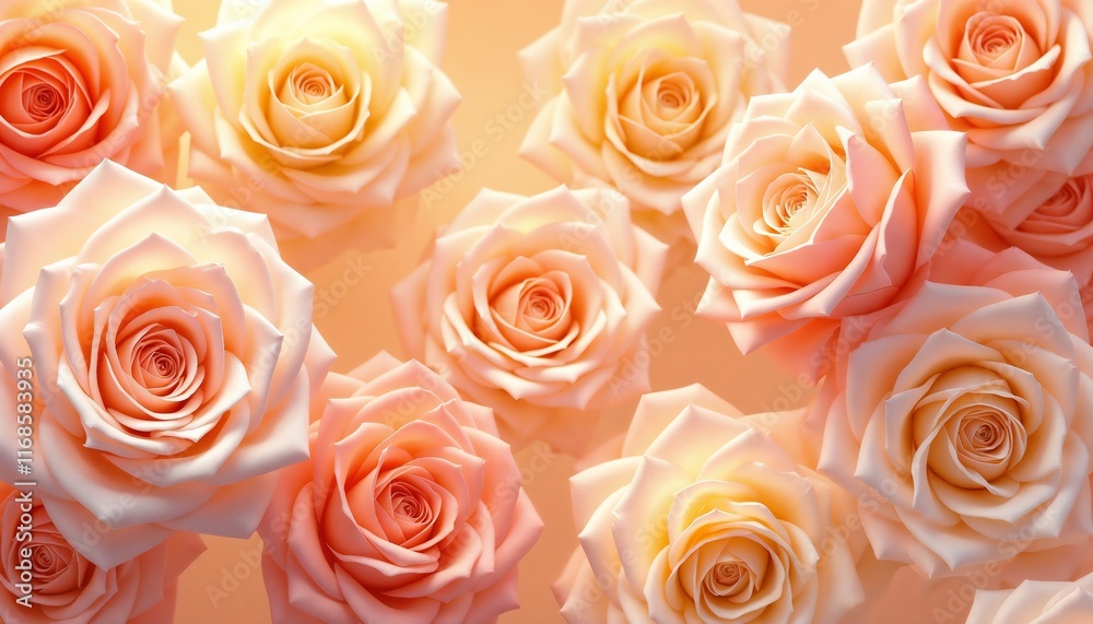 Elegant peach roses with soft petals arranged beautifully against a warm, glowing background Elegant peach roses with soft petals arranged beautifully against a warm, glowing background