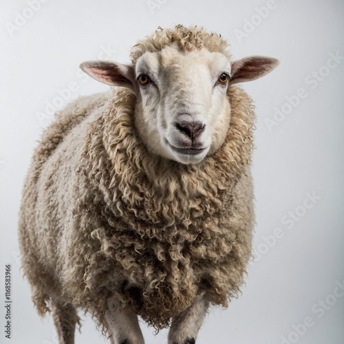 Wallpaper Mural A sheep with a freshly shorn coat, standing gracefully on a white background. Torontodigital.ca
