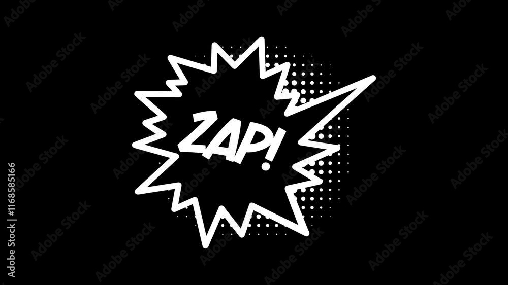 Comic speech bubbles with halftone shadows in pop art style graphic animation. Alpha channel. Transparent background motion design. 4K resolution Comic speech bubbles with halftone shadows in pop art style graphic animation. Alpha channel. Transparent background motion design. 4K resolution