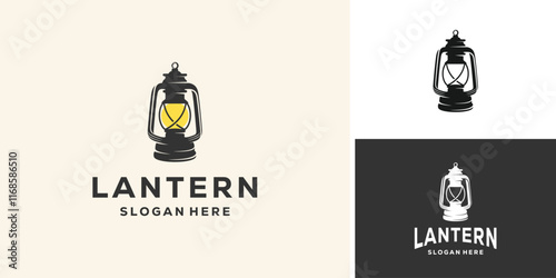 Classic Old Oil Lamp Lantern, 
illustration vector graphic of lantern logo design.