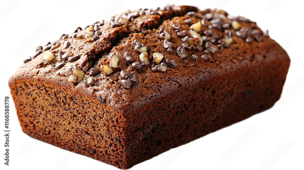 Chocolate Chip Banana Bread: A mouthwatering close-up of a freshly baked chocolate chip banana bread loaf, with a rich brown crust and a sprinkle of chocolate chips on top. Chocolate Chip Banana Bread: A mouthwatering close-up of a freshly baked chocolate chip banana bread loaf, with a rich brown crust and a sprinkle of chocolate chips on top.