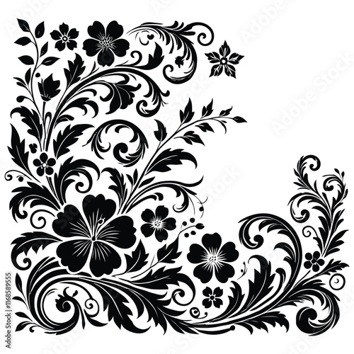 A Delicate Floral Corner Silhouette Design