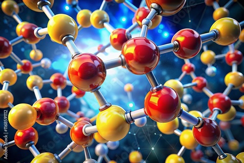 3D Molecular Structure of Nicotine:  Plant Alkaloid, Tobacco,  Nitrogen, Hydrogen, Carbon Atoms