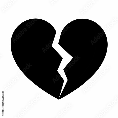 Heartbreak, Broken heart  or divorce flat vector icon sign silhouette illustration for apps websites photo overlays t-shirt print flyer poster design