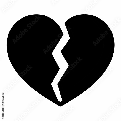 Heartbreak, Broken heart  or divorce flat vector icon sign silhouette illustration for apps websites photo overlays t-shirt print flyer poster design