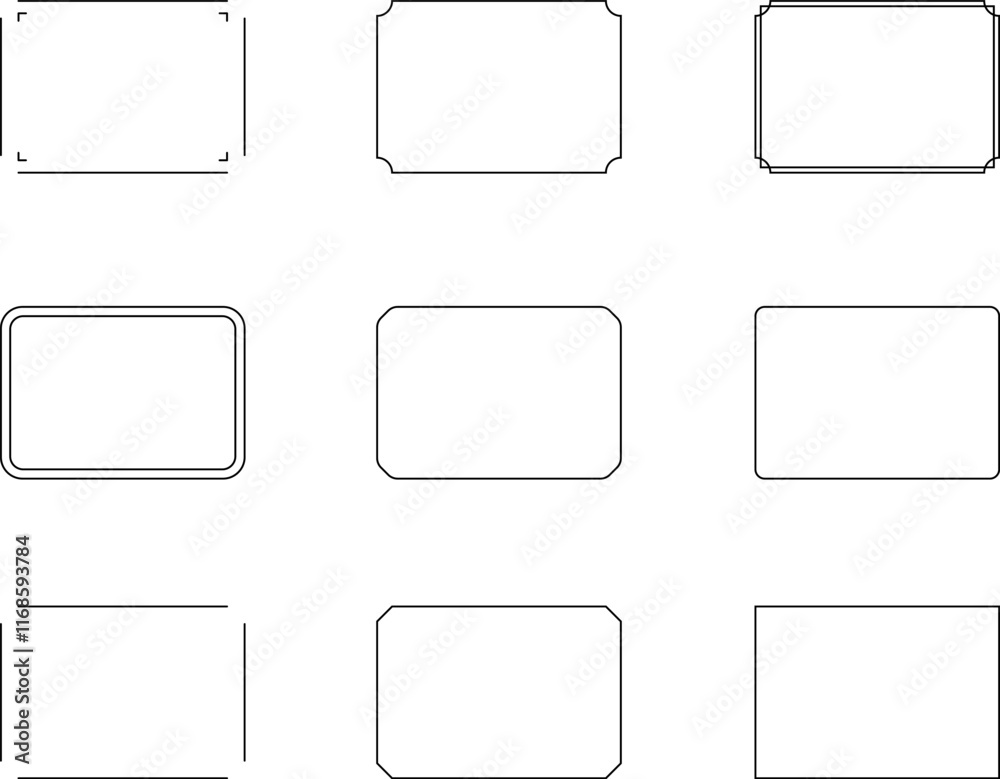 Monochrome simple line frame set vector. Monochrome simple line frame set vector.
