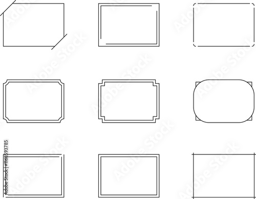 Monochrome simple line frame set vector.
