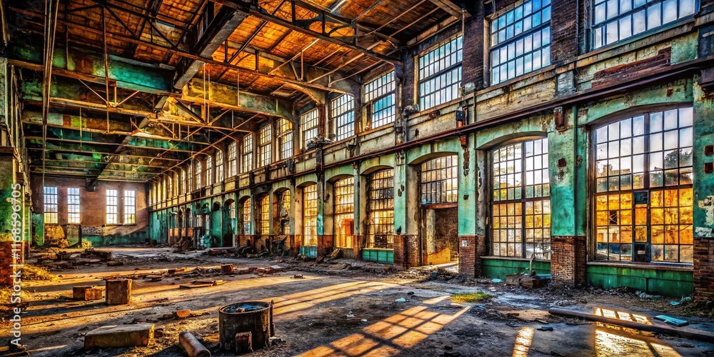 Fototapeta premium Abandoned Indianapolis Factory Interior - Urban Exploration Photography