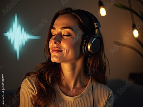 woman with headphones generative ai