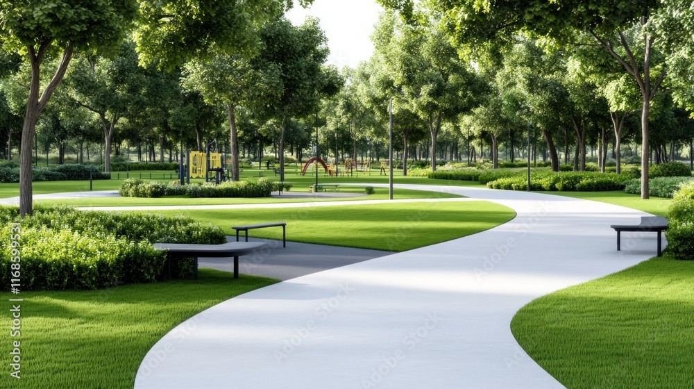 Serene park with winding paths and lush greenery. Serene park with winding paths and lush greenery.