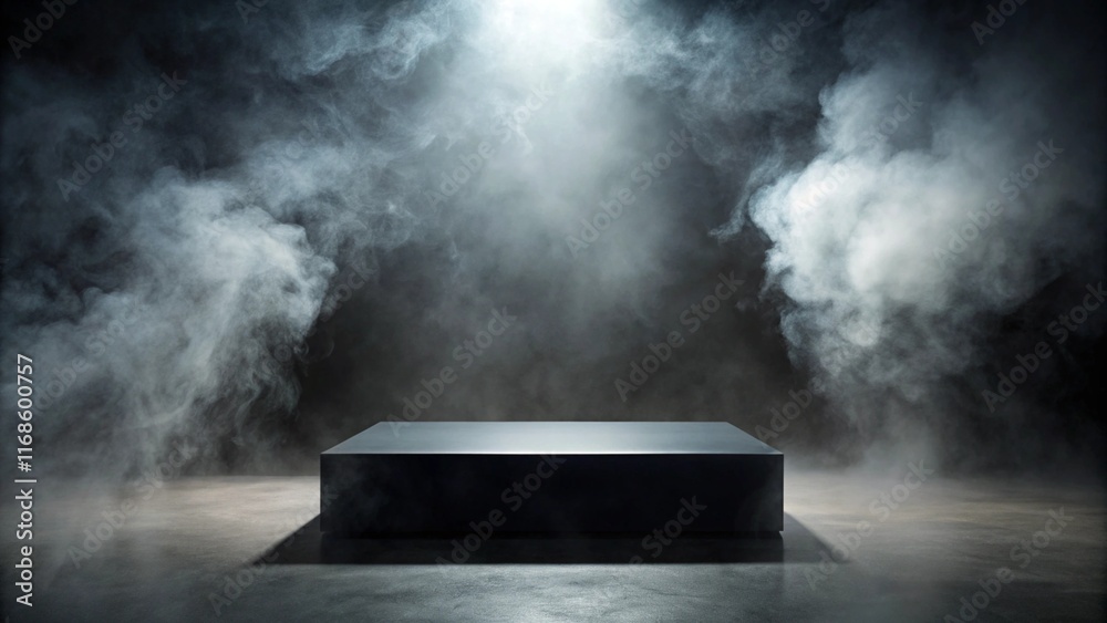 black podium stands in a dramatic, empty room, with a foggy, smoky background, creating a striking and abstract stage for product display
black podium stands in a dramatic, empty room, with a foggy, smoky background, creating a striking and abstract stage for product display