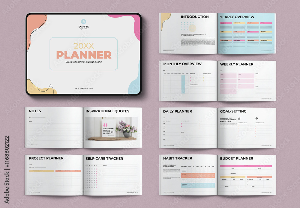 Planner Front Design Planner Template Design Layout Landscape Stock Template | Adobe Stock