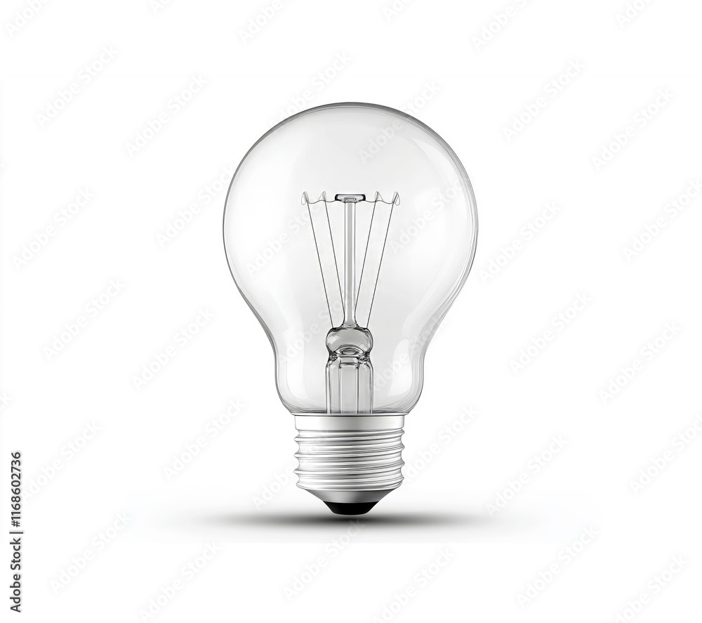 Transparent light bulb floating in the air, with visible glowing electric filaments inside. Transparent light bulb floating in the air, with visible glowing electric filaments inside.