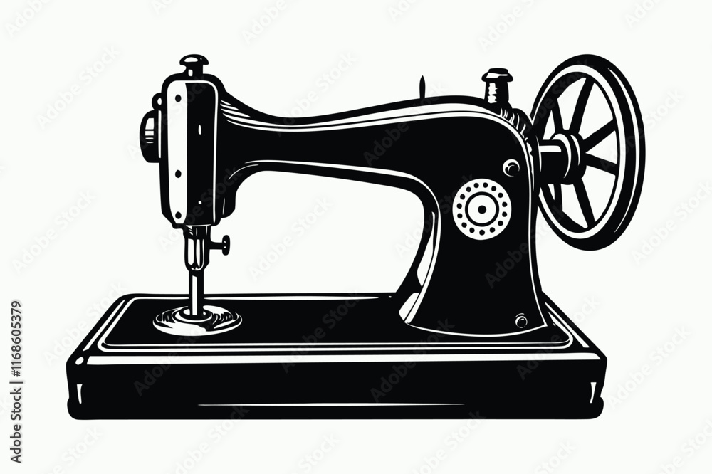 Vector drawing of an old sewing machine