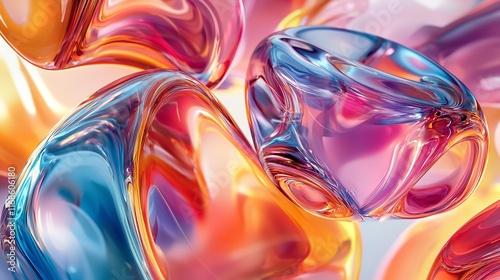 Fototapeta Naklejka Na Ścianę i Meble -  Abstract Glassmorphism Rounded Background - 3D Rendering