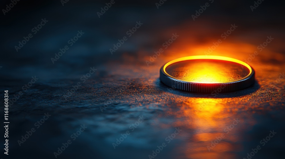 Glowing Metal Coin on Dark Textured Surface Illuminated Cryptocurrency Concept Glowing Metal Coin on Dark Textured Surface Illuminated Cryptocurrency Concept