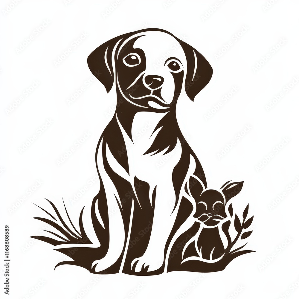 Fototapeta premium Design of pet care icon logo illustration isolated on white background