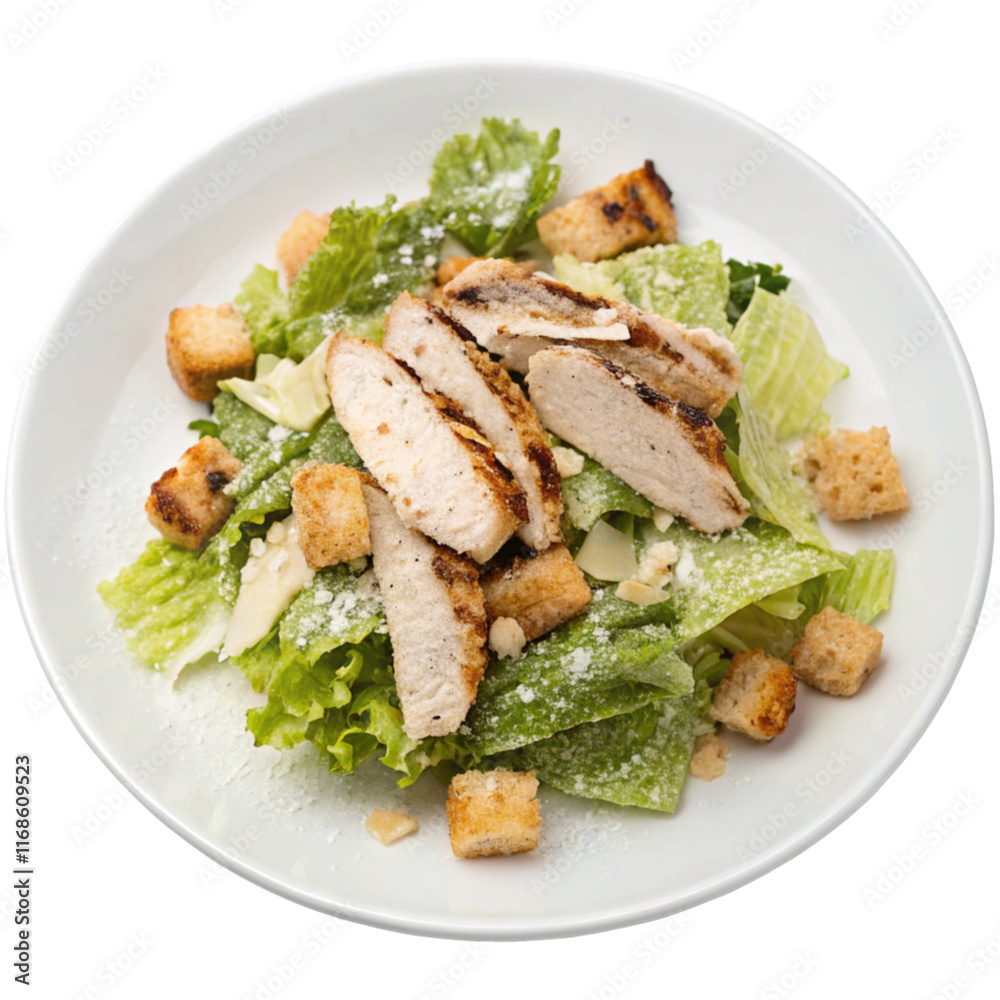 chicken caesar salad isolated on transparent background Generative Ai chicken caesar salad isolated on transparent background Generative Ai