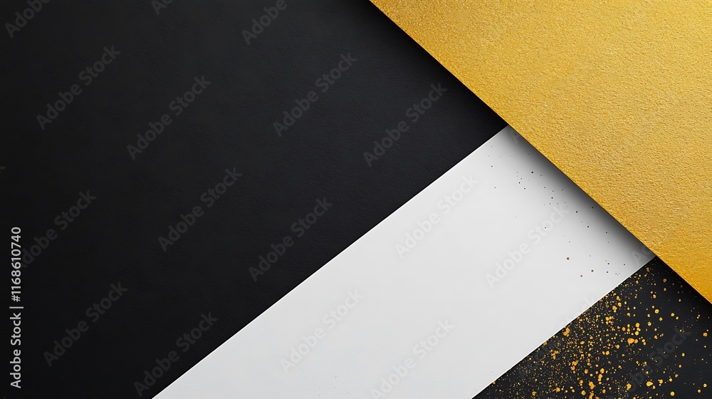 Abstract Black White Gold Geometric Design Background