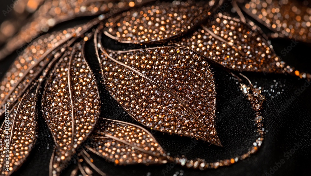 Close-up of Exquisite Bronze Leaf Embellishments Close-up of Exquisite Bronze Leaf Embellishments