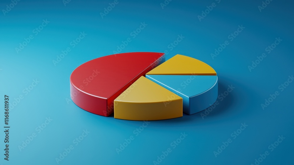 Obraz premium Colorful 3D Pie Chart Segments Data Visualization Business Finance Statistics Infographic