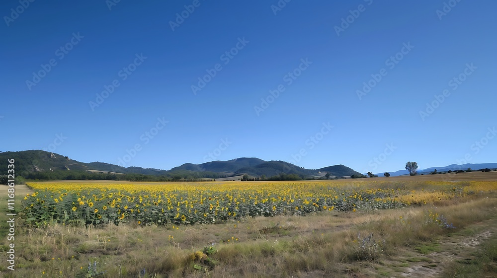 sunflower field under clear blue sky sunflower field under clear blue sky