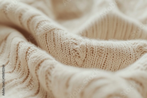 Cream Knit Texture: Cozy Beige Sweater Close Up