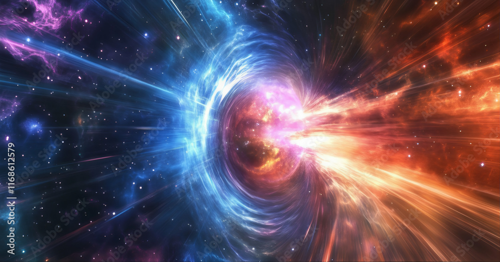 Obraz premium Cosmo burst of energy in space collider