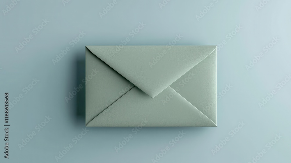 Closed Sage Green Envelope on Light Blue Background Minimalist Stationery Mockup for Correspondence Closed Sage Green Envelope on Light Blue Background Minimalist Stationery Mockup for Correspondence
