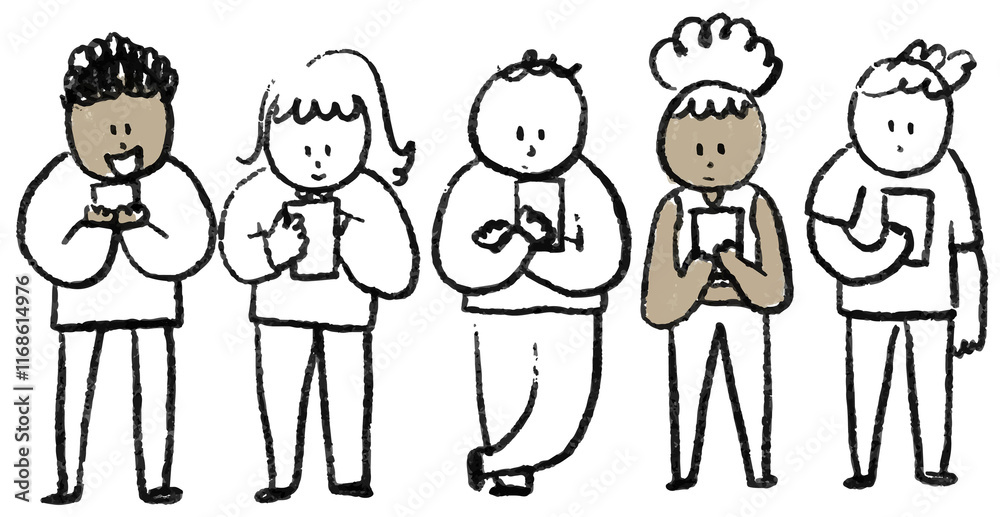 PNG social media doodle online users concept PNG social media doodle online users concept