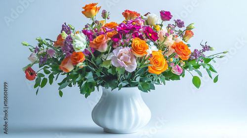 Wallpaper Mural Vibrant multicolored flower arrangement in white vase. Torontodigital.ca