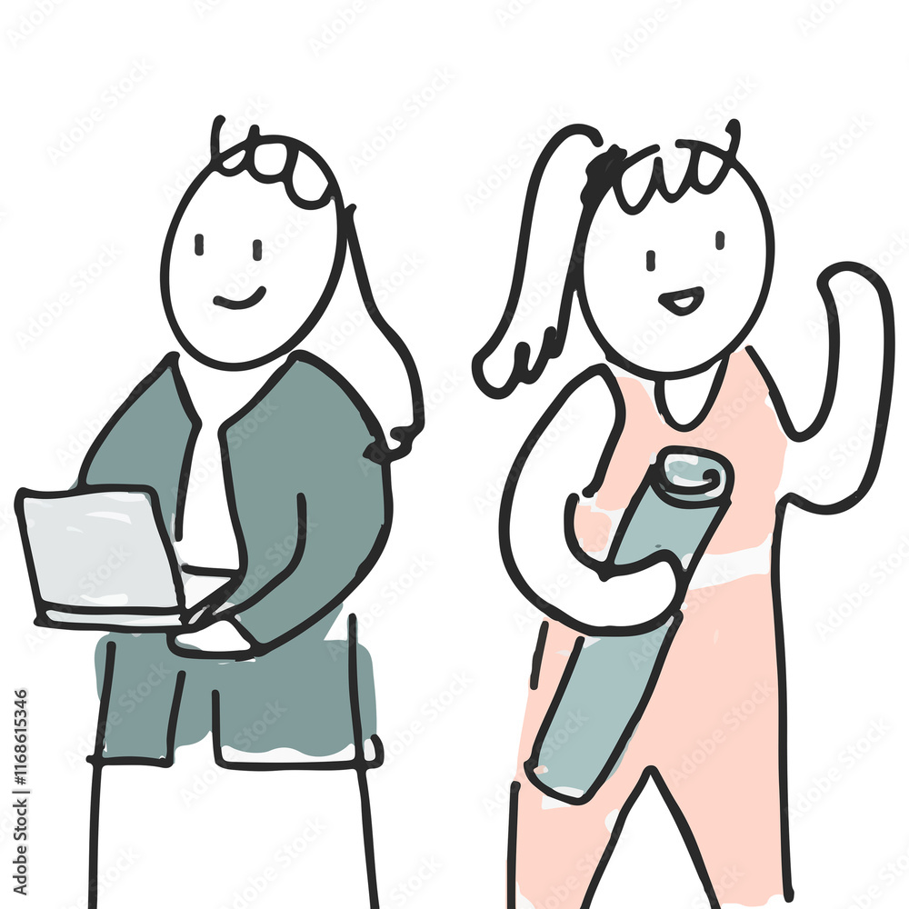 Lifestyle doodle png work life balance concept