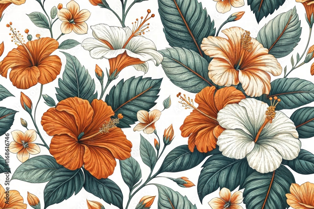 Fototapeta premium seamless pattern background with flower, nature, wallpaper, fabric, textile.