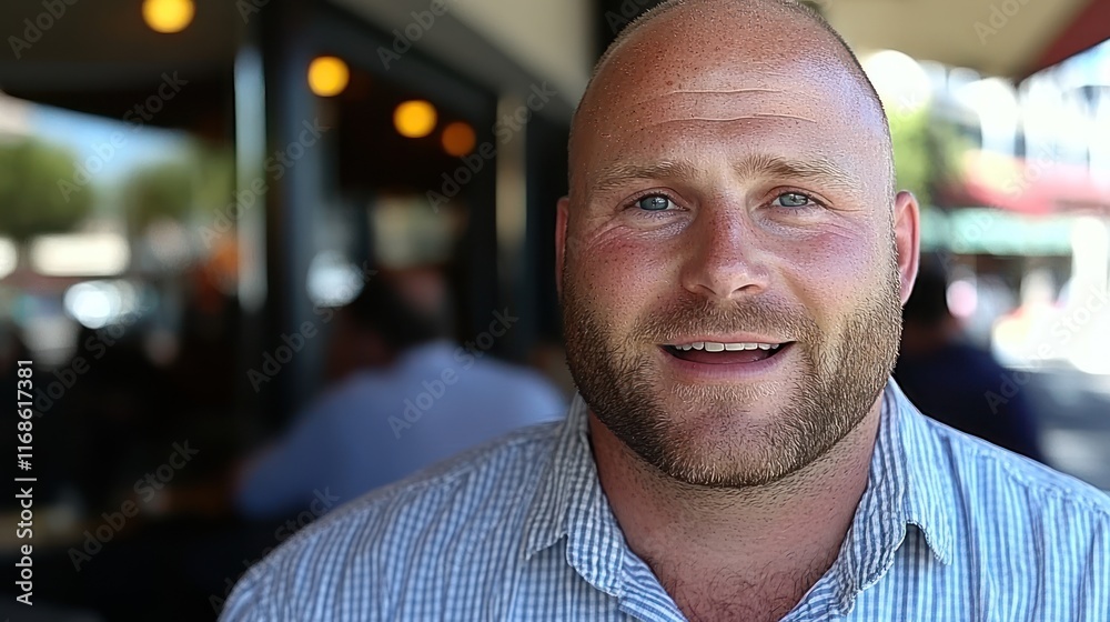 Obraz premium Portrait of a smiling man with a beard and blue eyes.