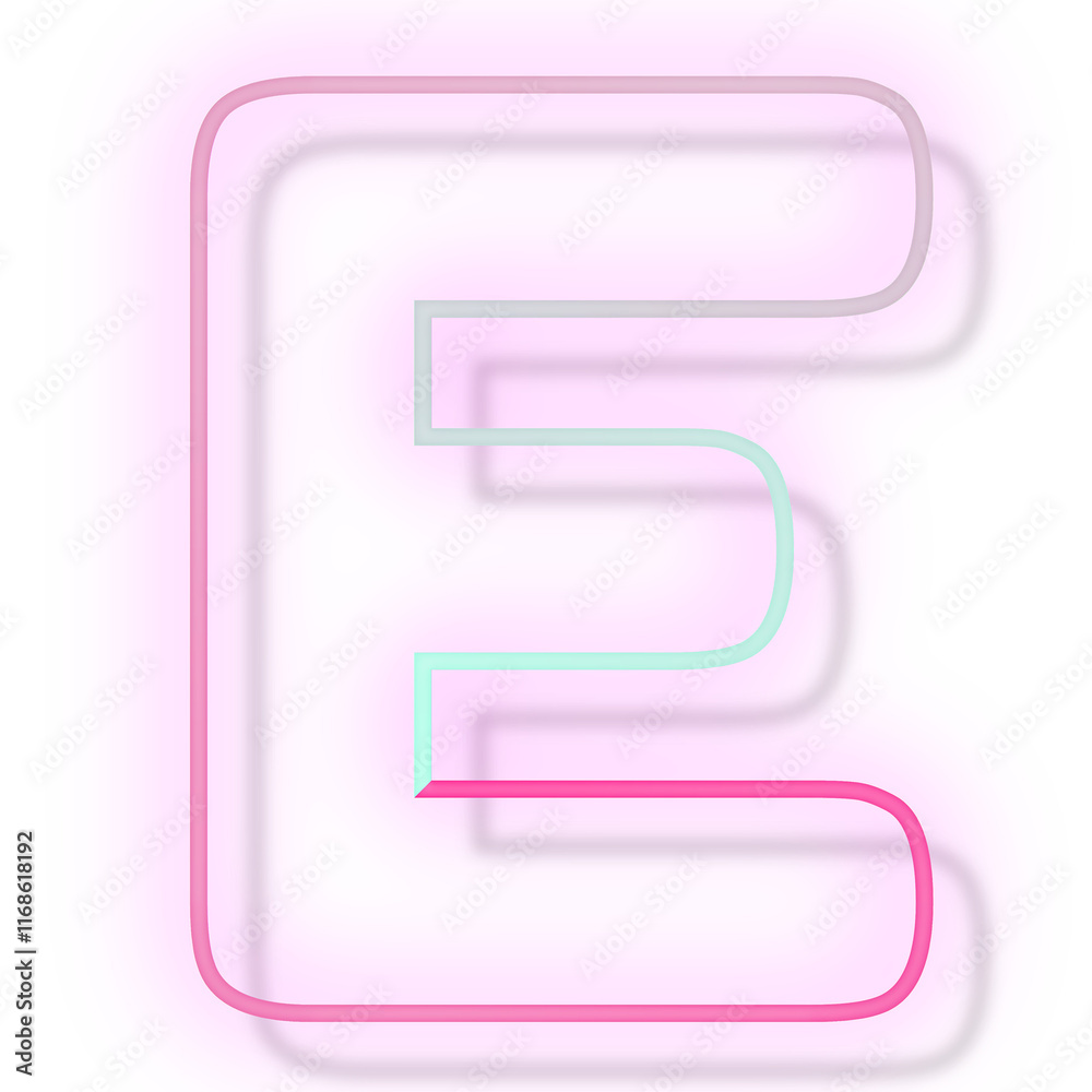 Pink neon glow letter E png font typography Pink neon glow letter E png font typography