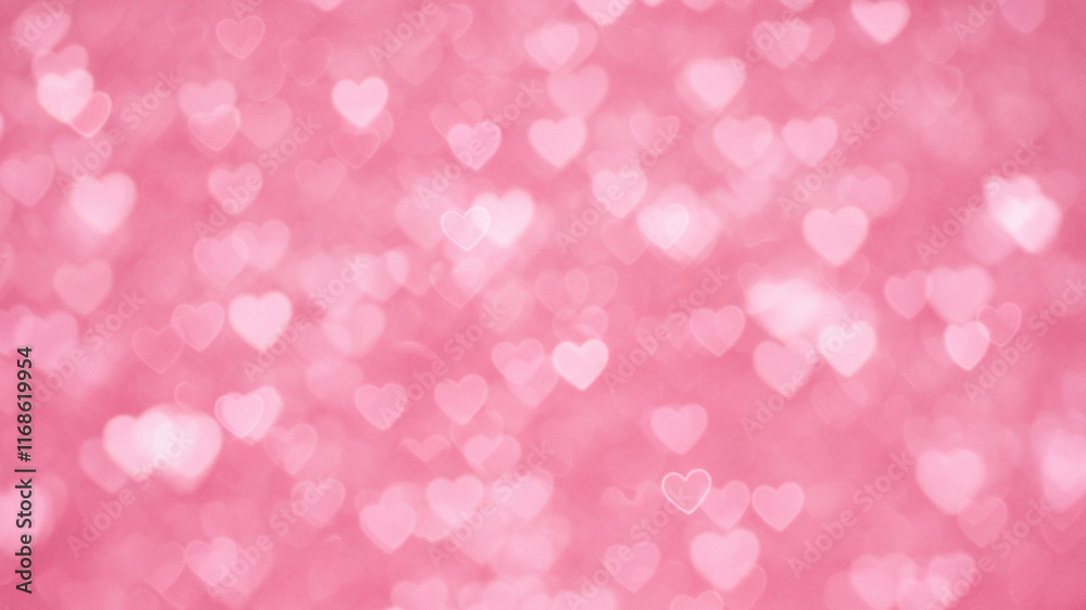 Pink hearts bokeh blurred background. Saint Valentine's day pattern texture Overlay