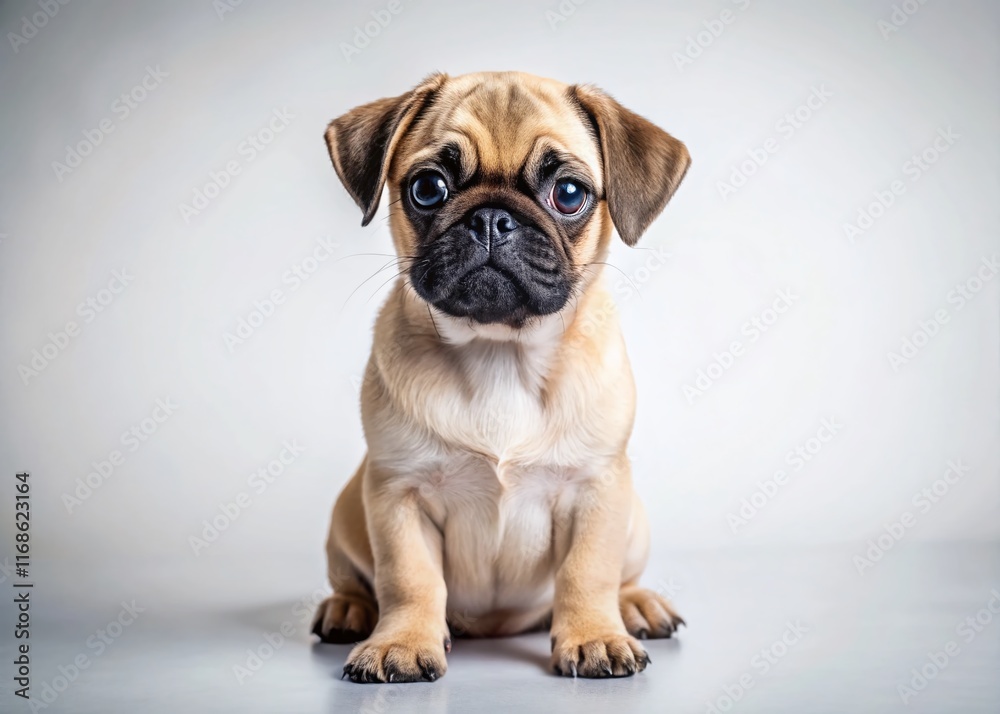 Obraz premium Adorable Pug Jack Russell Mix Puppy Dog Posing for Product Photography